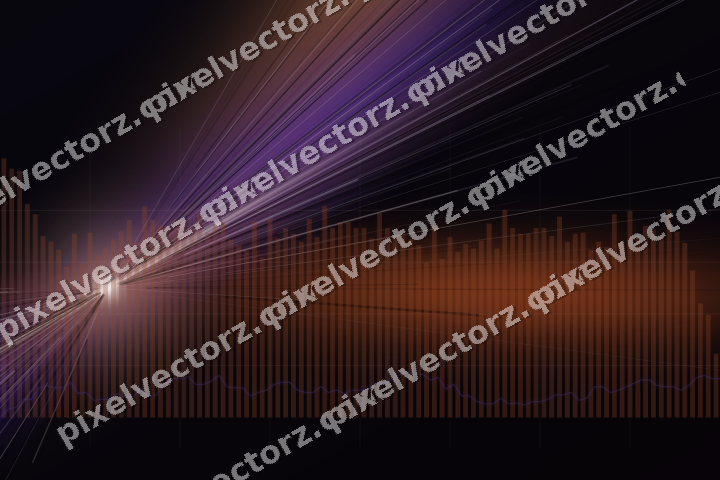 Glowing neon chart background in orange and blue