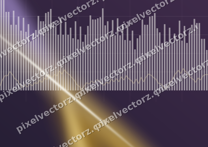 Glowing neon chart background in amber and purple