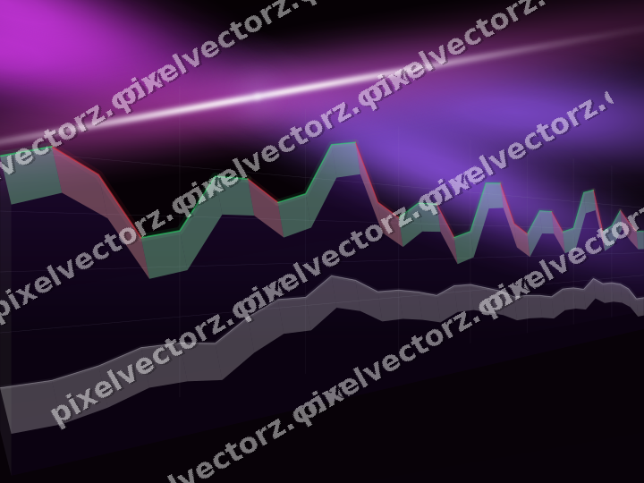 Glowing neon chart background in purple and blue