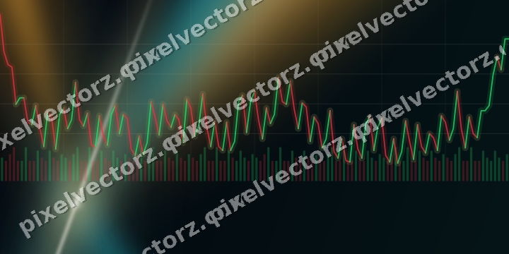 Glowing neon chart background in amber and teal