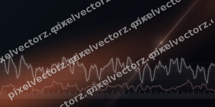 Glowing neon chart background in orange and cyan
