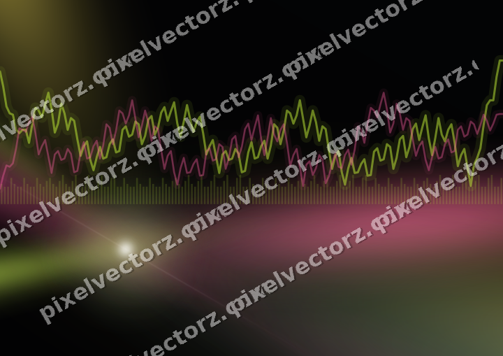 Glowing neon chart background in lime and amber
