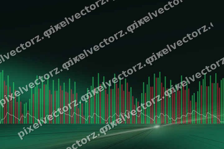 Glowing neon chart background in green and red