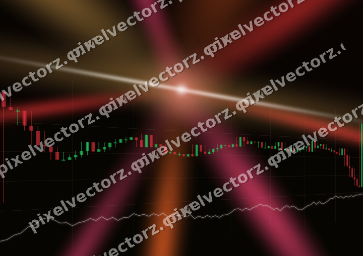 Glowing neon chart background in red and orange