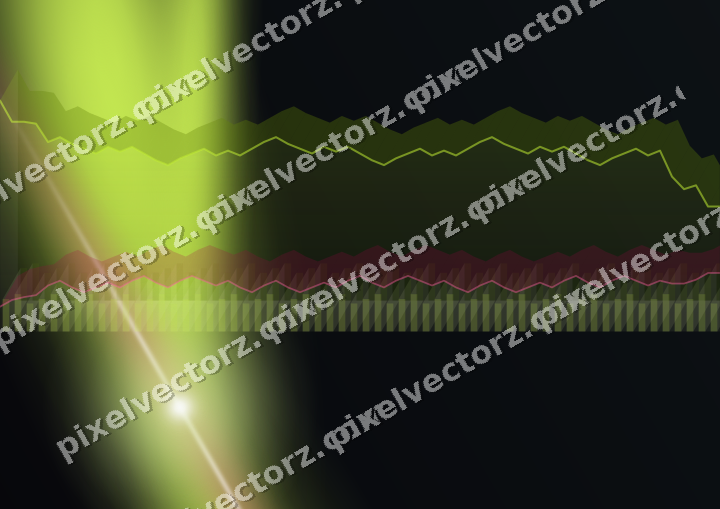Glowing neon chart background in lime and amber