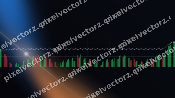 Glowing neon chart background in blue and orange