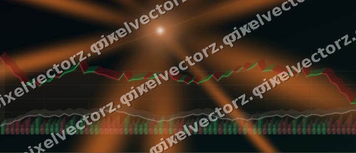 Glowing neon chart background in orange and teal