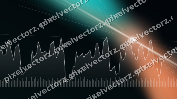 Glowing neon chart background in orange and teal