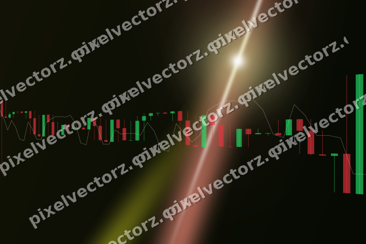 Glowing neon chart background in yellow and red