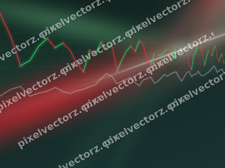 Glowing neon chart background in dark green and red