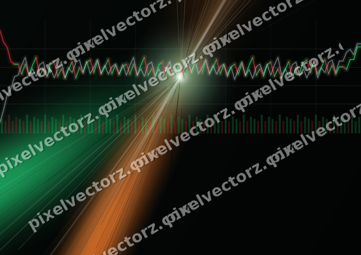 Glowing neon chart background in green and orange