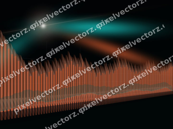 Glowing neon chart background in orange and teal