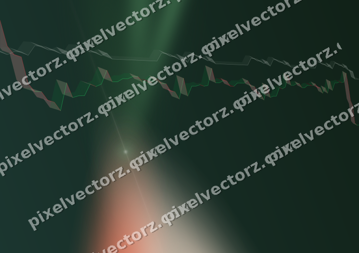 Glowing neon chart background in dark green and red