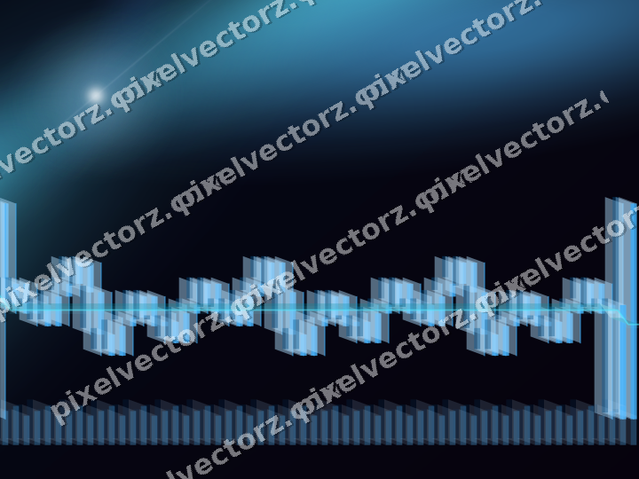 Glowing neon chart background in cyan and blue