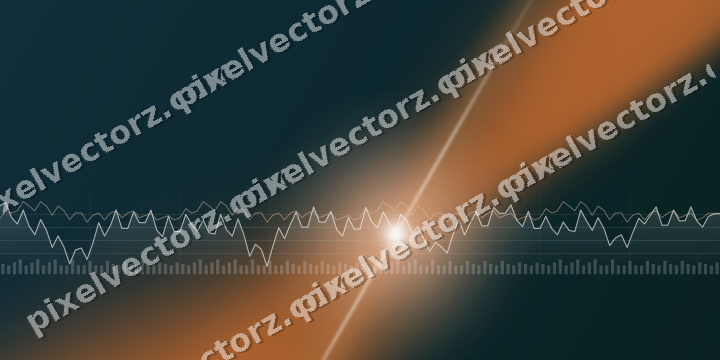 Glowing neon chart background in orange and teal
