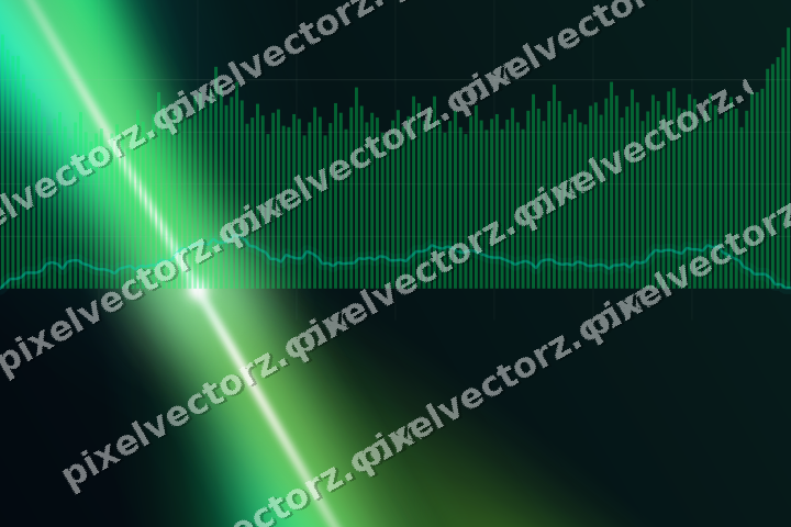 Glowing neon chart background in green and lime