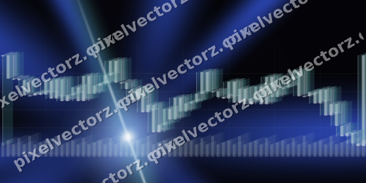 Glowing neon chart background in blue and cyan