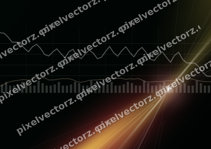 Glowing neon chart background in red and orange