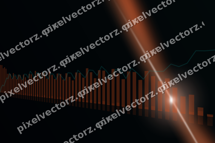 Glowing neon chart background in orange and teal