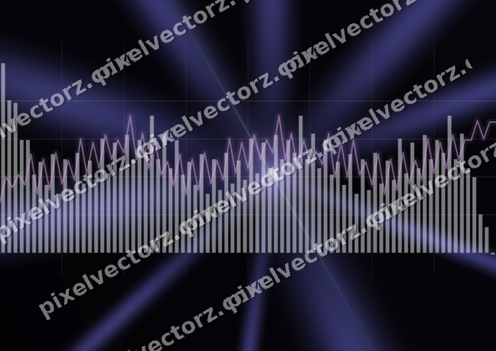 Glowing neon chart background in purple and blue