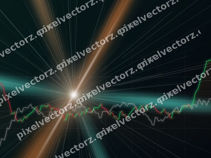 Glowing neon chart background in orange and teal