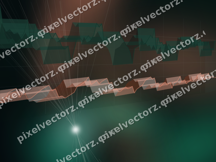 Glowing neon chart background in green and orange