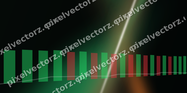 Glowing neon chart background in green and orange