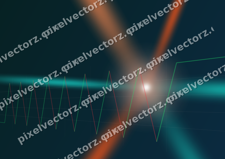 Glowing neon chart background in orange and teal