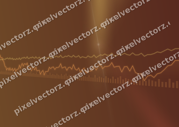 Glowing neon chart background in orange and amber