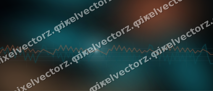 Glowing neon chart background in teal and orange
