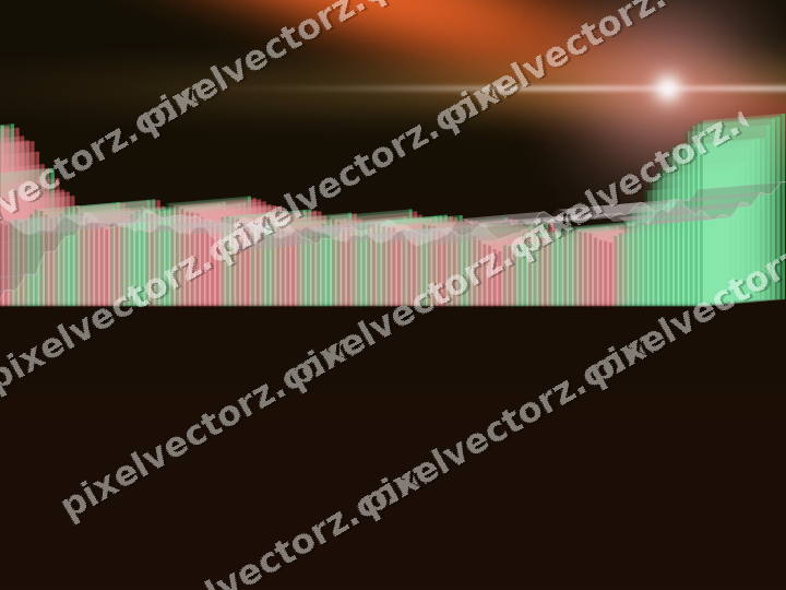 Glowing neon chart background in red and orange