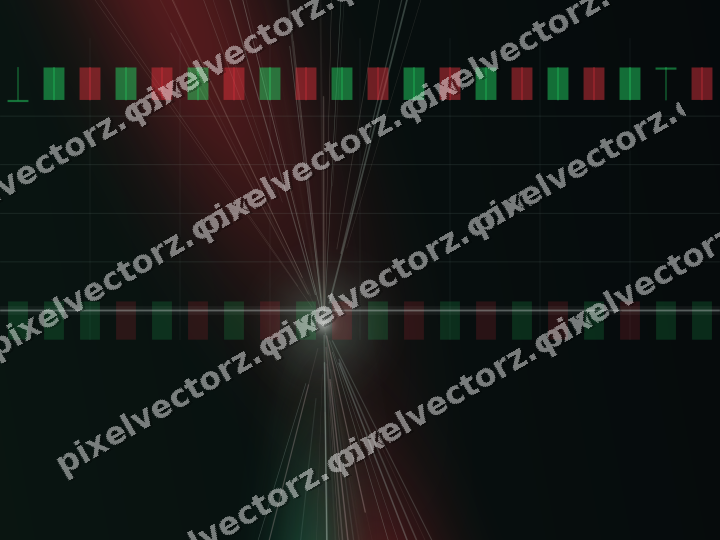 Glowing neon chart background in green and red