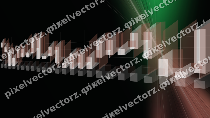Glowing neon chart background in green and red
