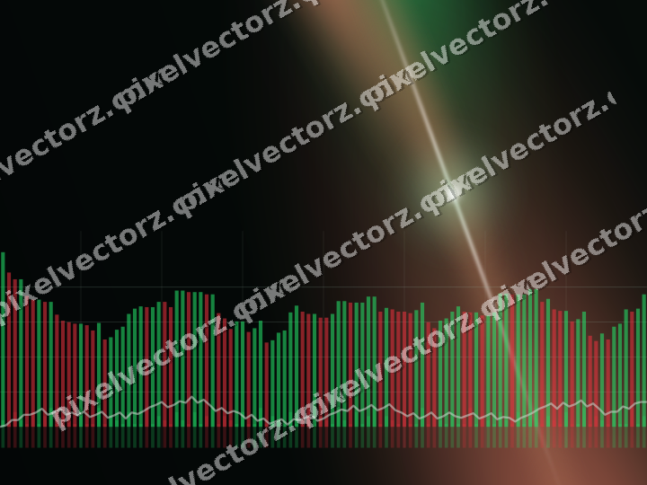 Glowing neon chart background in green and red