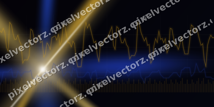 Glowing neon chart background in amber and blue