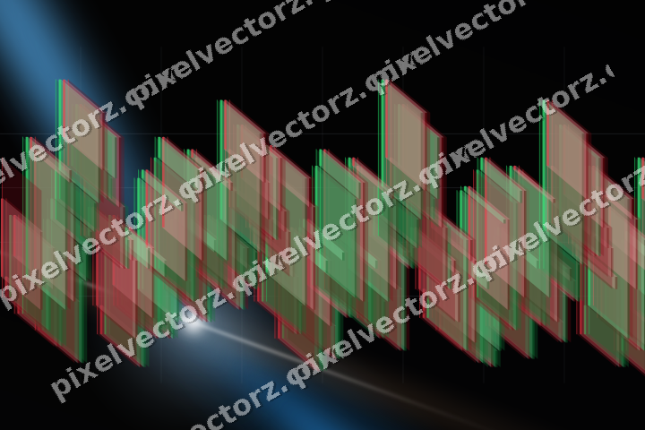 Glowing neon chart background in blue and orange