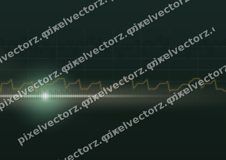 Glowing neon chart background in dark green and amber