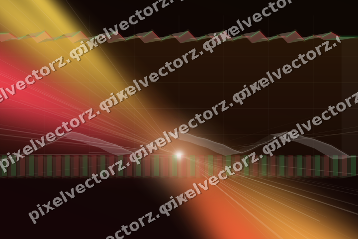 Glowing neon chart background in orange and amber