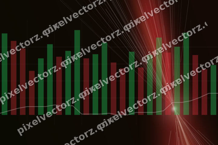 Glowing neon chart background in red and orange