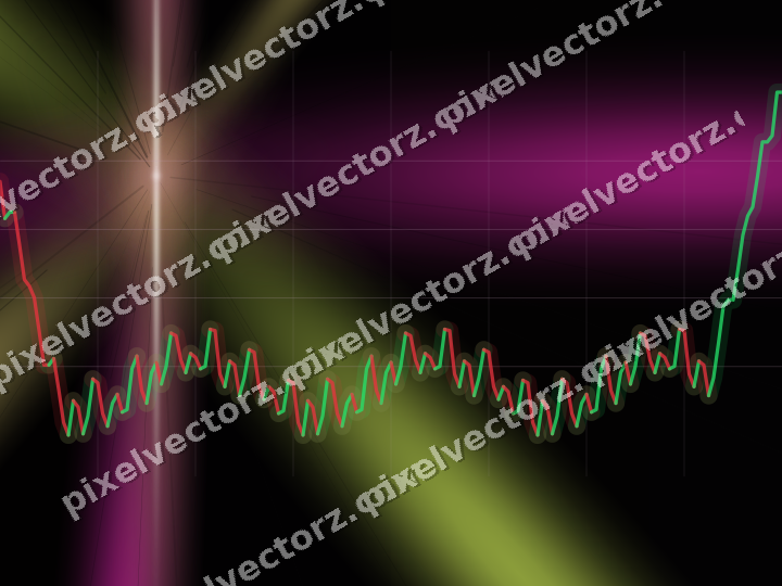 Glowing neon chart background in magenta and lime