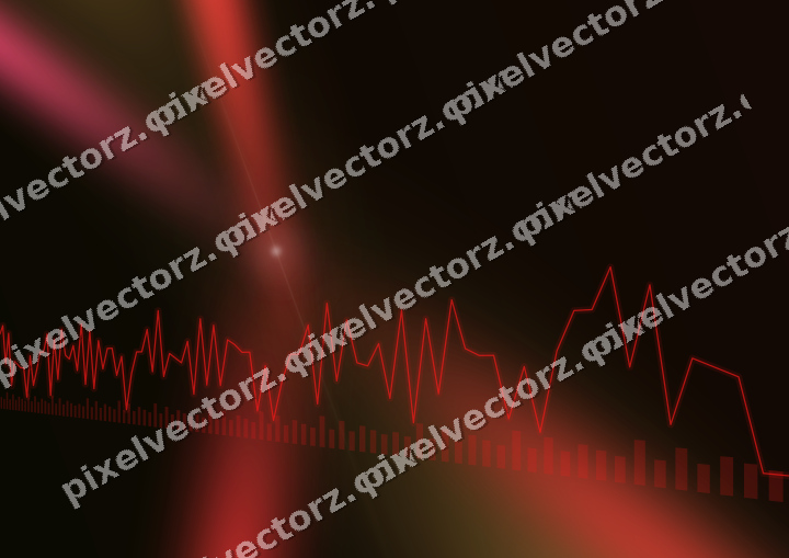 Glowing neon chart background in red and orange
