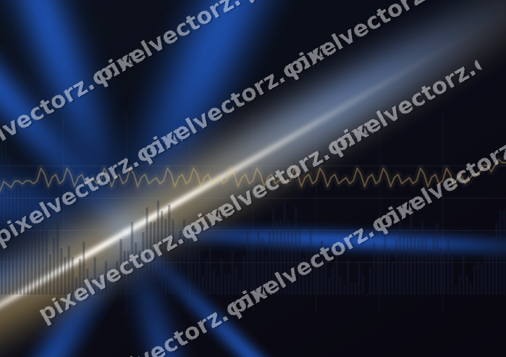 Glowing neon chart background in blue and amber