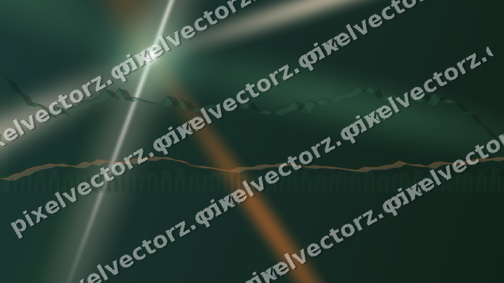Glowing neon chart background in dark green and orange