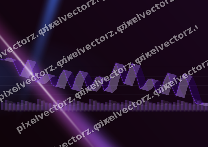 Glowing neon chart background in purple and blue