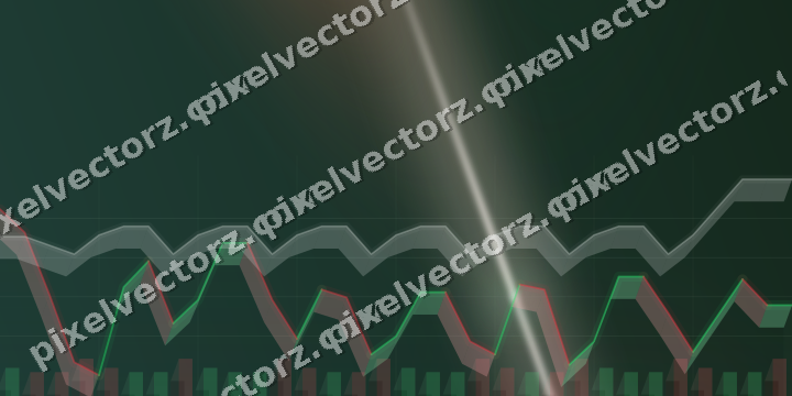Glowing neon chart background in dark green and red