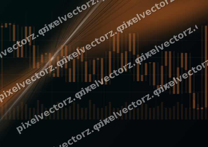Glowing neon chart background in orange and teal