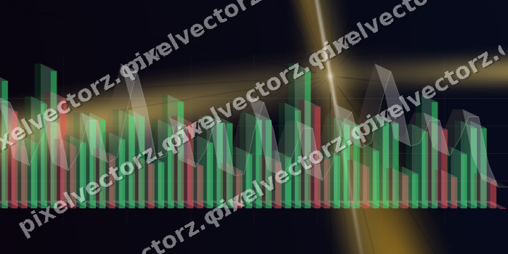 Glowing neon chart background in amber and blue