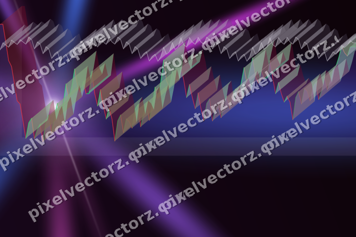 Glowing neon chart background in purple and blue