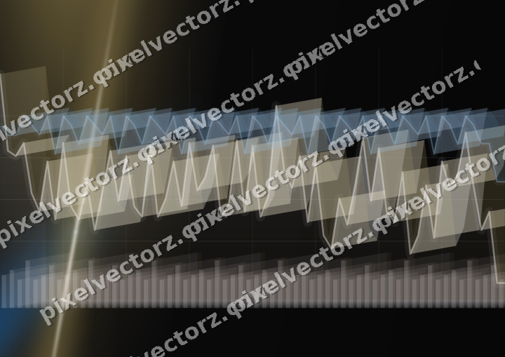 Glowing neon chart background in blue and amber