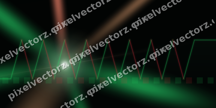 Glowing neon chart background in green and red